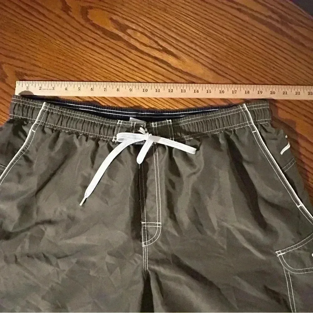 SPEEDO Mens Size XL Swim Beach Surf Board Shorts Drawstring Khaki Green